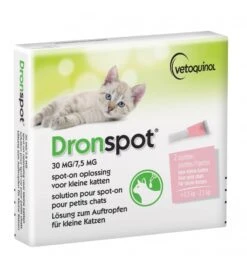 Vetoquinol Dronspot Kleine Kat 30 Mg / 7.5 Mg - 0.5 Kg T/m 2.5 Kg - 2 Pipetten